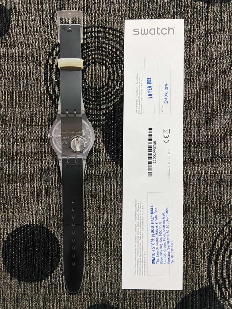 Swatch Original Clearly Black Striped Men s Fashion Watches