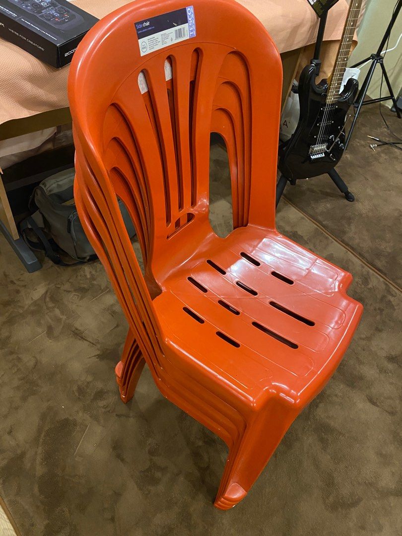 Used Tesco brand plastic chair red For Sale Furniture Home