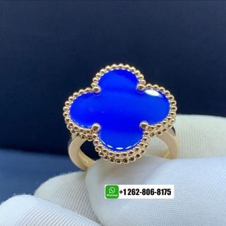 Van Cleef & Arpels Magic Alhambra 8K Yellow Gold Blue Agate1Ring