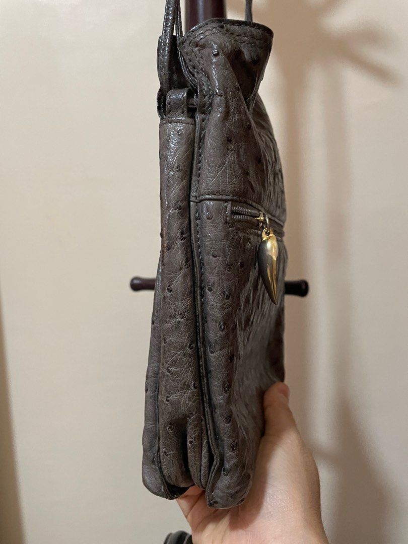 Louis Feraud ostrich leather shoulder bag