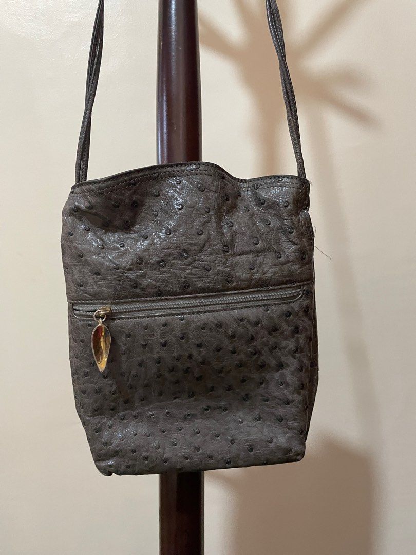 Louis Feraud ostrich leather shoulder bag