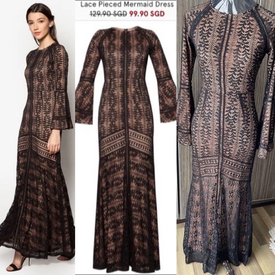 Zalia Lace Dress Mermaid Brown Black