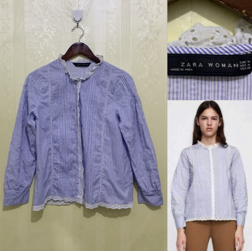Zara embroidered top, Women's Fashion, Tops, Blouses on Carousell
