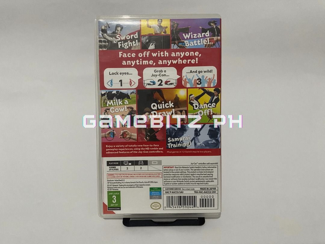 1-2-Switch Nintendo Switch Lite Oled Game (Category: Nintendo) located in Tarlac. Submitted by gamebitzph (Listing ID 1226454509, Image 2). Description: 1-2-Switch for Nintendo Switch/Lite/Oled Pre-owned/Used The game cartridge has been tested and working location: Tarlac area shipping: J&T or LBC (payment first via gcash or bank account. buyer will shoulder the shipping fee) COD is also available Message us for any inquiries, more details, or ph