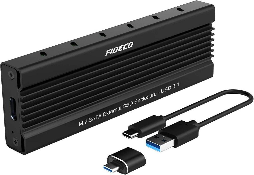 1339) SATA SSD ENCLOSURE ADAPTER, FIDECO USB 3.1 GEN 2 TO M.2 NGFF SATA