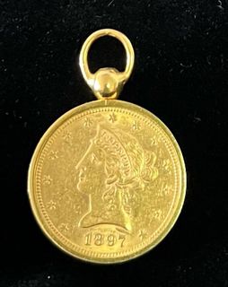 Gold penny pendant store