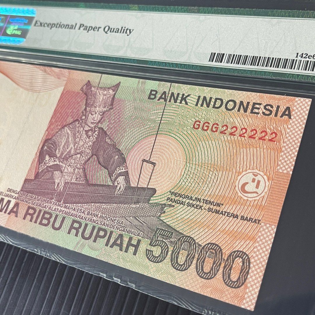 2001/2005 INDONESIA 5,000 5000 RUPIAH GGG 222222 P-142e PMG 66 EPQ ...