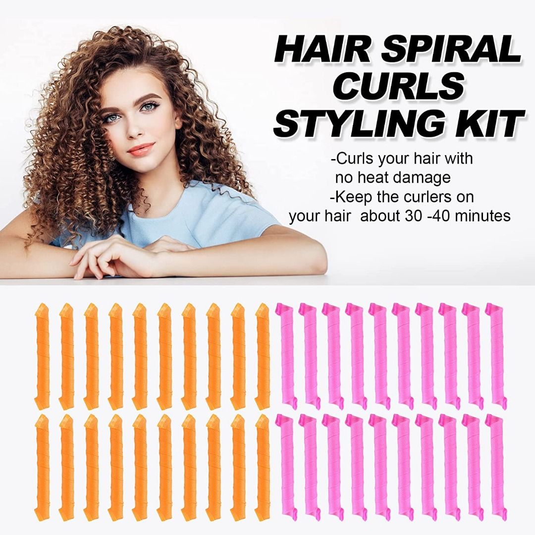 40pcs Hair Curlers Spiral Hair Curlers for Long Hair No Heat Curlers 22inch 55cm Magic Curls Hair Rollers with Styling Hooks Heatless Hair Curlers Styling Kit Beauty Personal Care Hair on Carousell