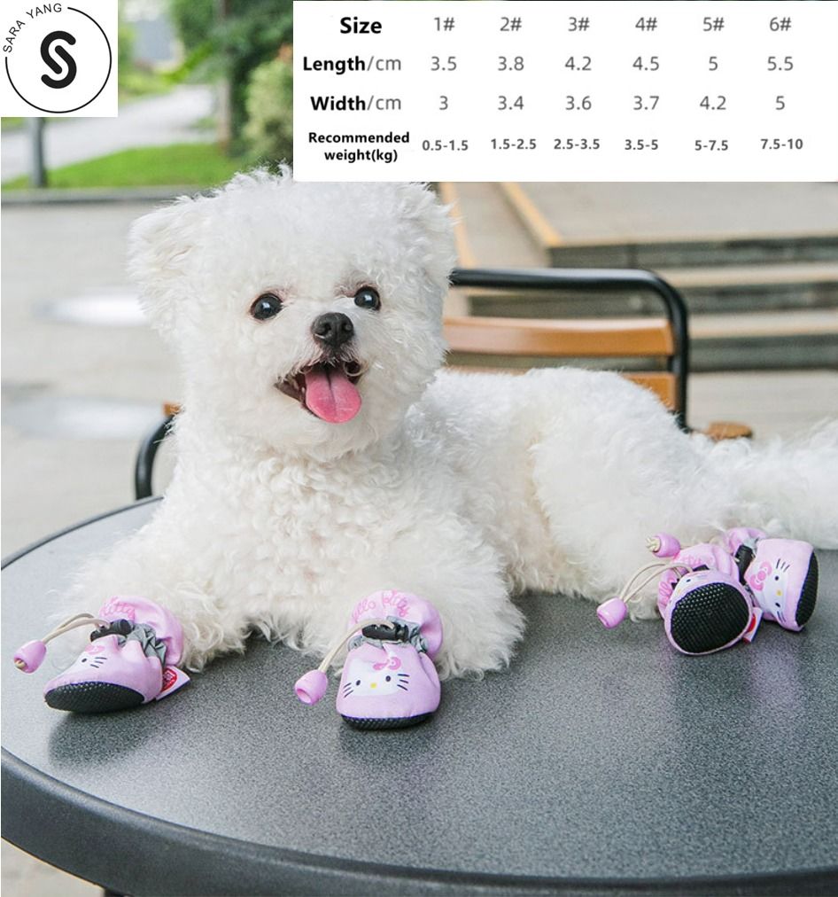 4PCS Dog Shoes Dog Booties with Reflective Straps for Hot Pavement
