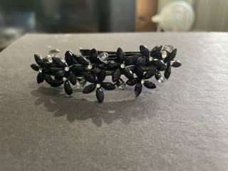 黑色花加鑽法式造型法國夾