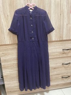 古著 圓點透紗洋裝 紫色連身裙