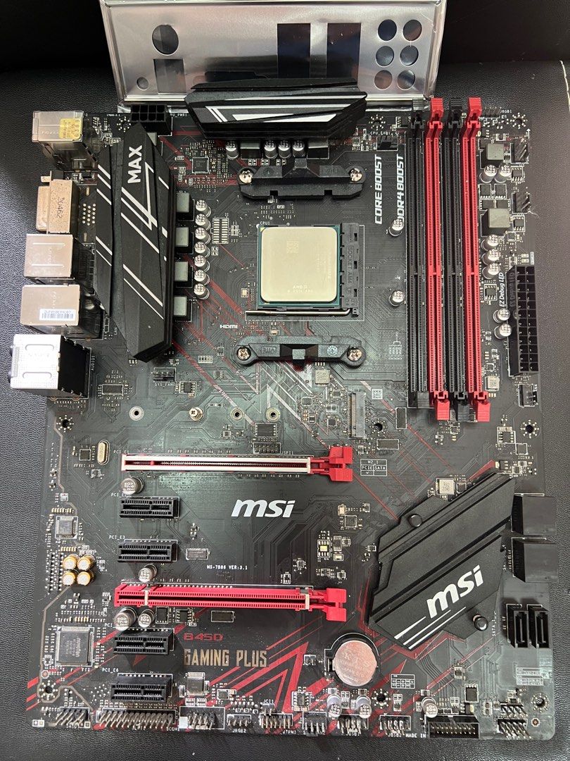 AMD Athlon 3000G CPU 3.5GHz + MSi b450 plus max 主板(有背板), 電腦 ...