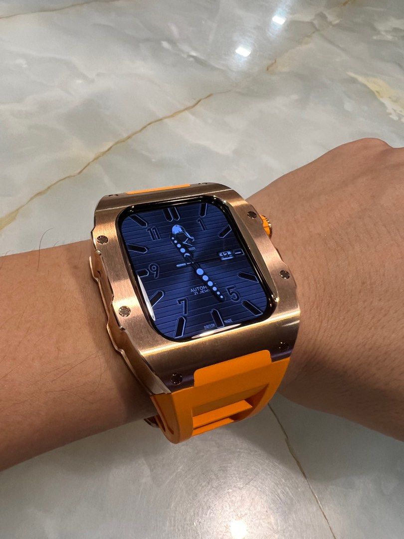 Gold watch rubber strap best sale