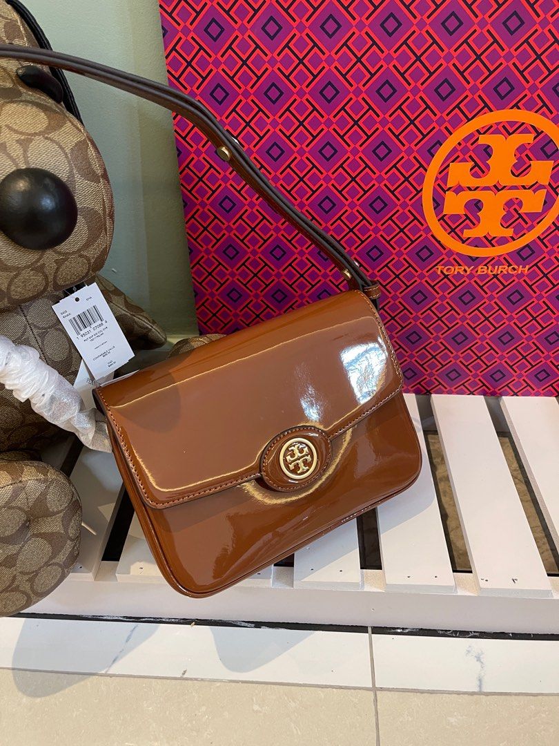 AUTHENTIC TORY BURCH ROBINSON bag SPAZZOLATO brown, Luxury, Bags & Wallets  on Carousell