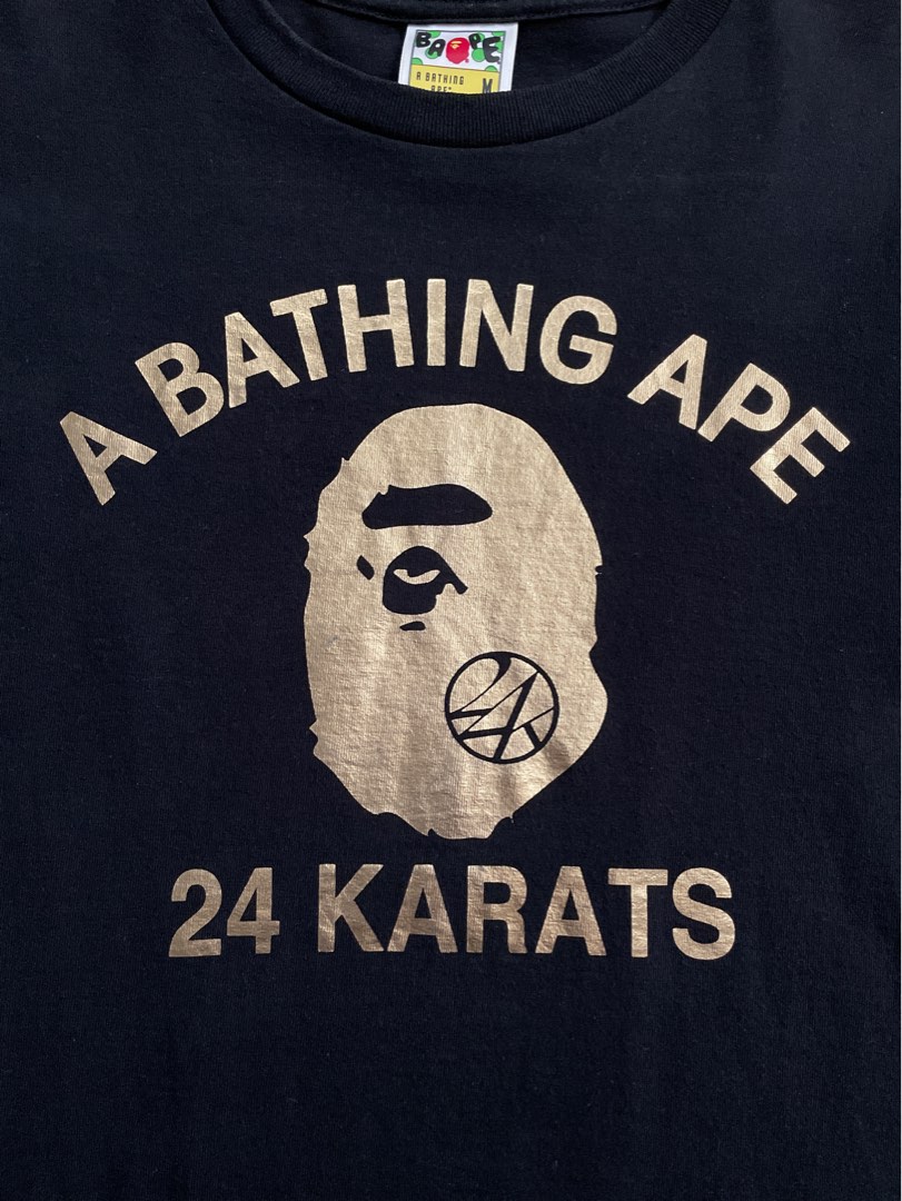 Rare Bape x 24 Karats black tee ( Bathing Ape 24karats Gold prints