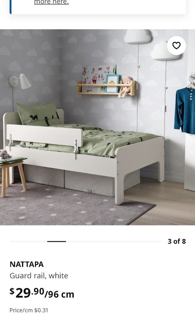 Bed Guard rail, Ikea Nattapa, Babies & Kids, Baby Nursery & Kids