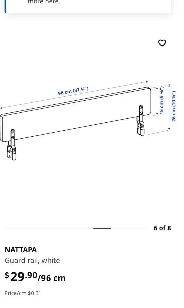 Bed Guard rail, Ikea Nattapa, Babies & Kids, Baby Nursery & Kids