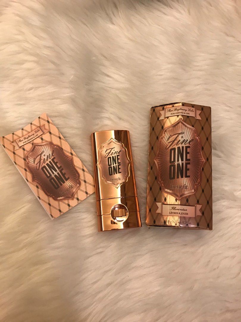 Benefit Fine One One Full Size 8g (Category: Makeup) located in Quezon City. Submitted by currency27 (Listing ID 1226472527, Image 1). Description: Fine-one-one to the rescue! This sheer brightening cheek & lip color gives your look instant LIFT, SHAPE and POP. Glide on the three shades—pink champagne, sheer watermelon and soft coral—for a sheer coral pink flush that builds from soft & natural to bright & cheery. SRP: $30 Authentic Store bought B