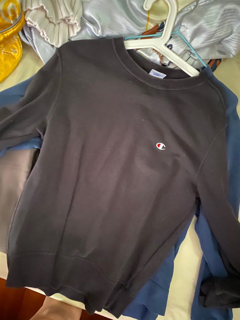 Black champion sweatshirt Women s Fashion Tops Longsleeves on