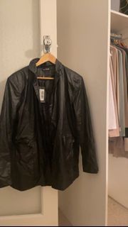 Black oversize leather jacket