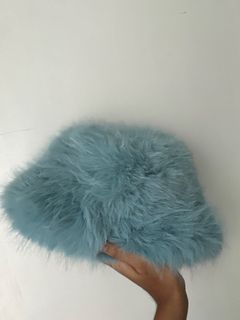blue fuzzy fur hat
