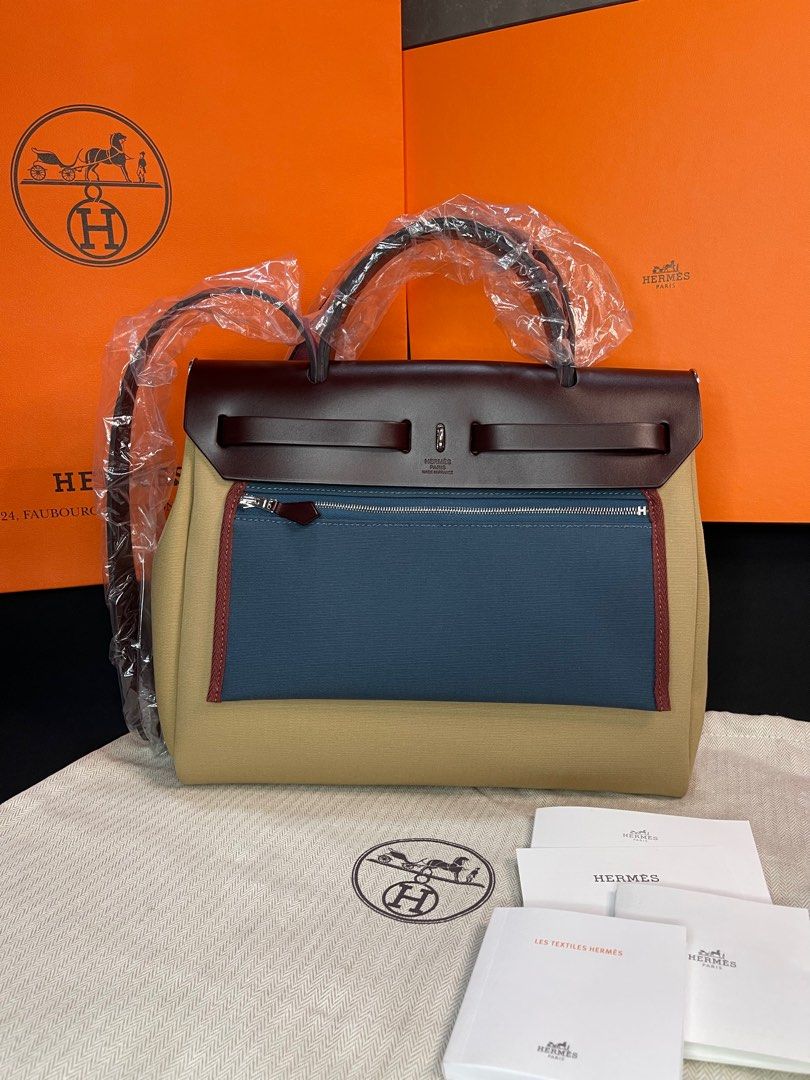 Hermes Herbag 31 Blue Indigo Sellier H new with box