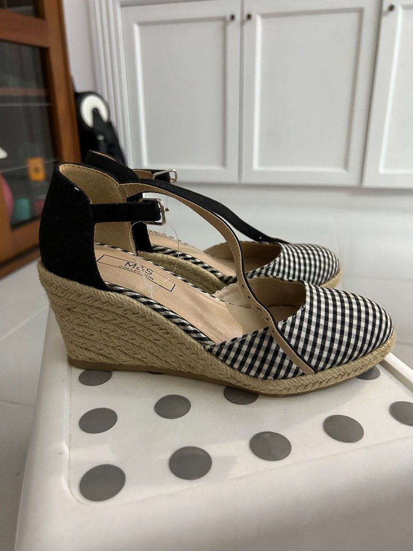 Brand New Not Worn M S Checkered Espadrille Wedges