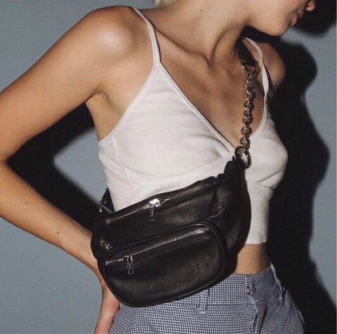 Brandy Melville black leather Fanny bag