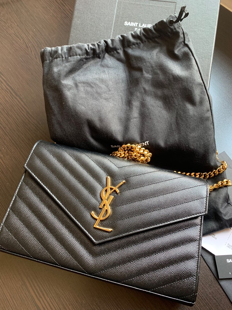 Saint Laurent/YSL Cassandre Matelasse Chain Wallet Grained Calfskin Pa