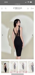 Chello MARIEL LACE BACK PADDED PENCIL DRESS IN CLASSIC BLACK