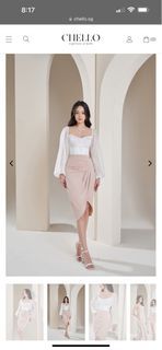 Chello SEYMOUR WRAP TULIP SKIRT IN NUDE PINK