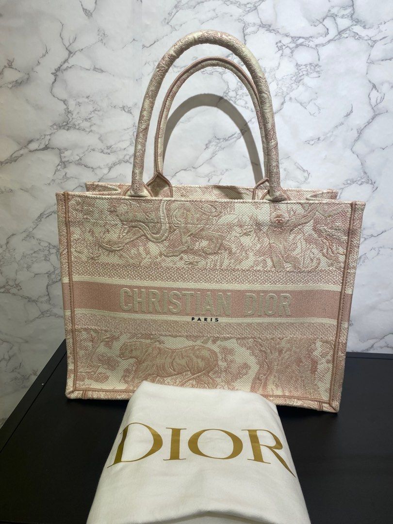 Medium Dior Book Tote Black and White Macro Houndstooth Embroidery (36 x  27.5 x 16.5 cm)