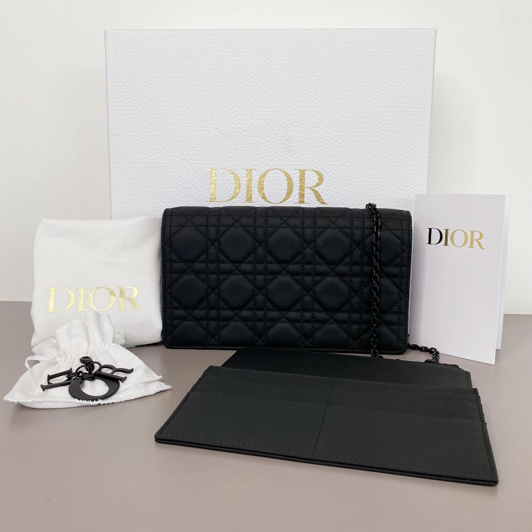 Lady dior pouch deals black ultramatte cannage calfskin