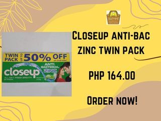 Close Up Anti Bacterial Zinc Twin Pack (2x120g)