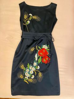 Coast embroidered navy dress
