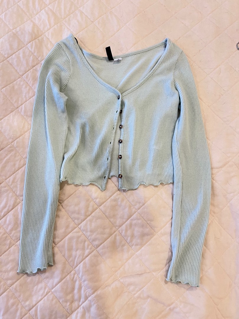 Coquette // sleevless // Y2K // Mint green cardigan on Carousell
