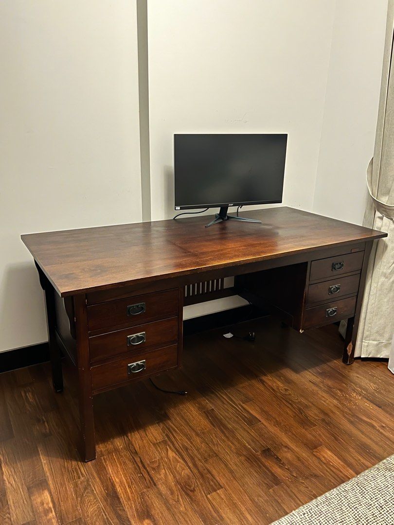 Desk natural wood, Furniture & Home Living, Furniture, Tables & Sets on