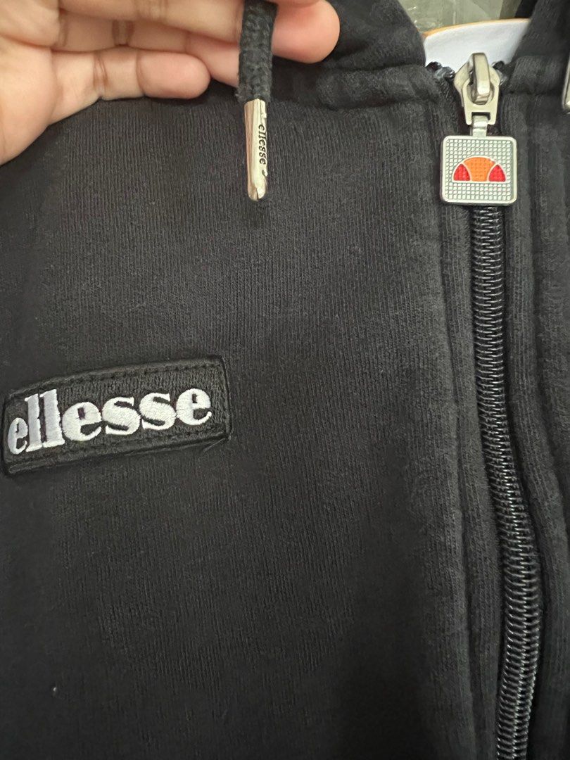 Ellesse tape crop hoodie grey top