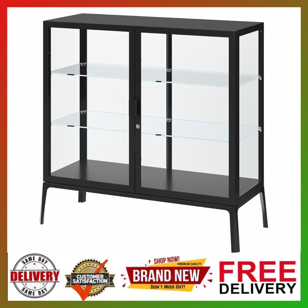 Glass cabinet Ikea MILSBO Glass door cabinet Anthracite Malm Brimnes Hemnes Nordli Mackapar Billy Alex Kallax Trofast Koppang Kullen Smastad Lack