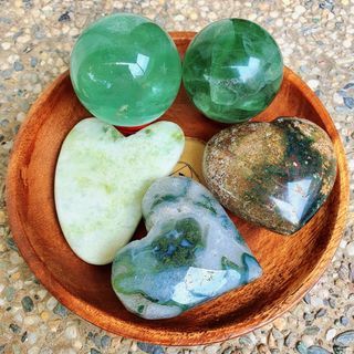 Green Crystal Collection [April] = Fluorite, Ocean Jasper, Jade, Moss Agate