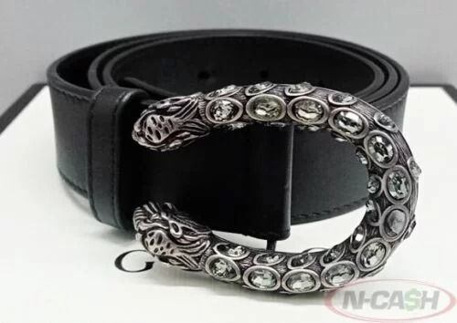 GUCCI Dionysus Crystal Calfskin Leather Buckle Belt