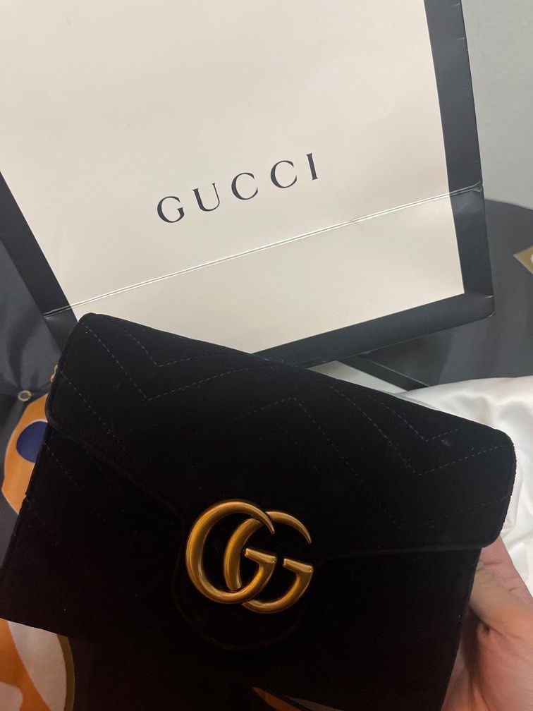 Gucci velvet chain bag hotsell