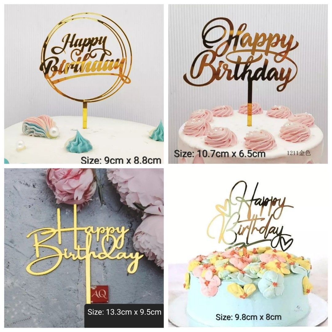Happy Birthday Acrylic Cake Topper (New designs), Furniture & Home