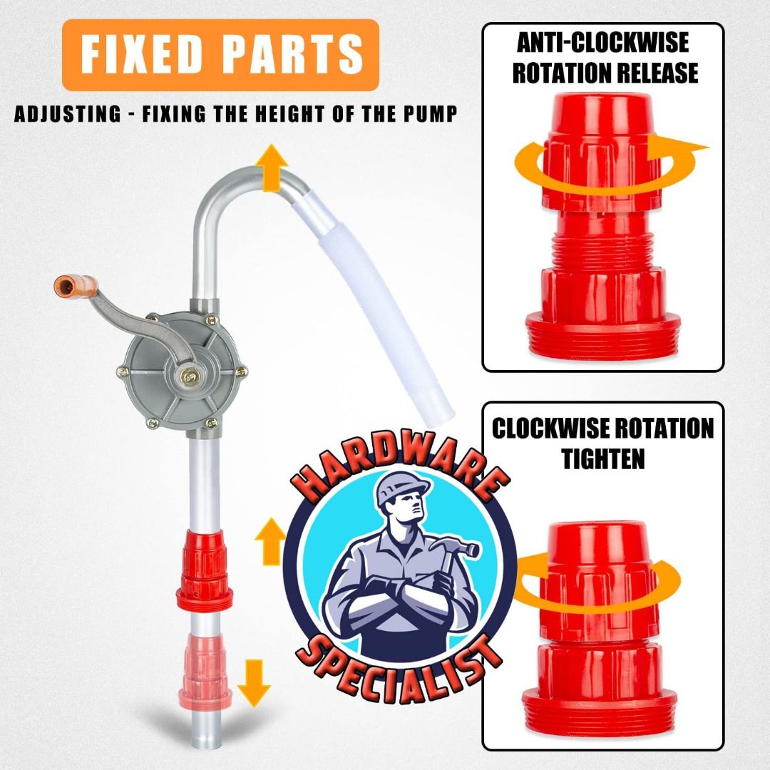 Hardware Specialist Hand Operated Rotary Oil Drum Pump, Furniture