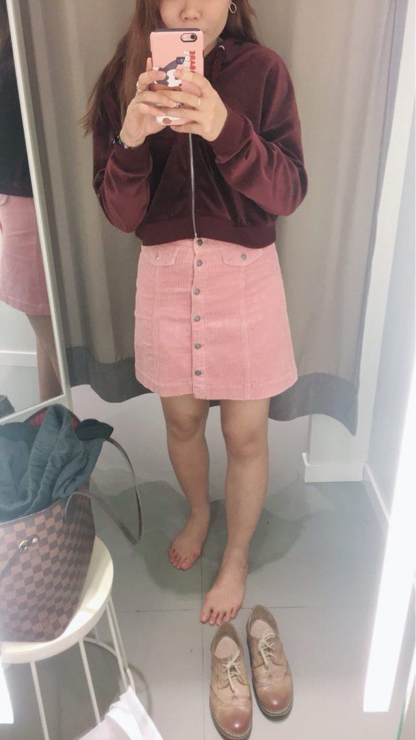 Pink corduroy skirt h&m online