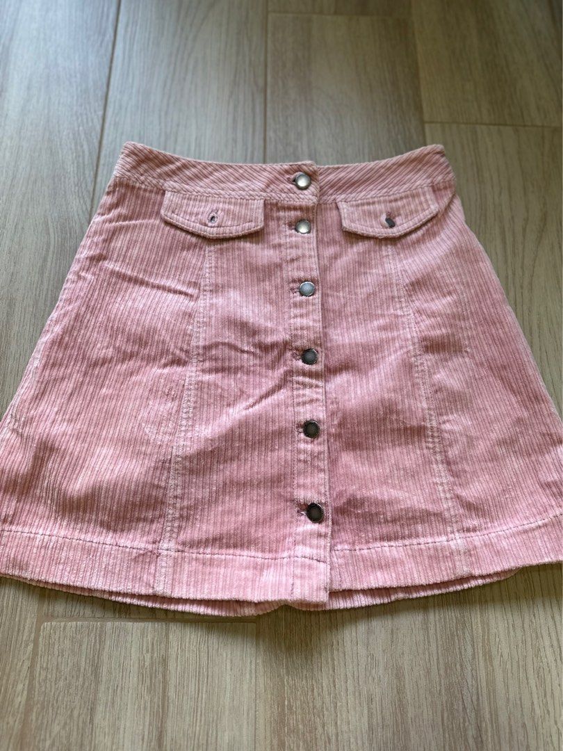 Pink corduroy skirt h&m store