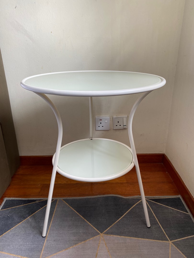 Ikea Round Glass Side Table, Furniture & Home Living, Furniture, Tables & Sets on Carousell
