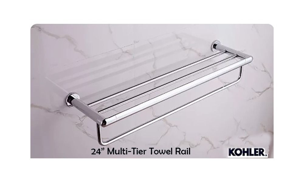 Kohler 24 Bathroom Double Towel Rack Rail Bar 610L x 122H x 166W Furniture Home Living Bathroom Kitchen Fixtures on Carousell