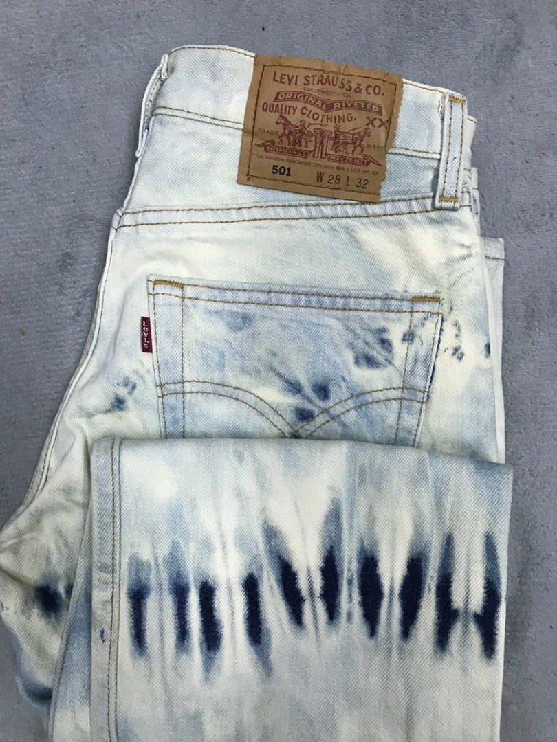 Levis 501 USA 90s Tie Dye Vintage Jeans, Men's Fashion