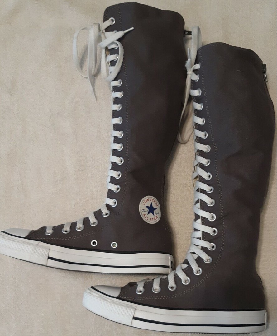 Looking converse black knee high long shoes sneakers, Women's Fashion, Boots on Carousell
